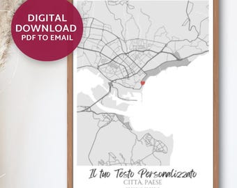 Mappa Personalizzata con la frase e luogo - archivo digital en pdf por sello A4 o A3. Regalo aniversario, matrimonio, ricordo