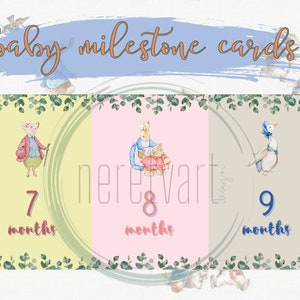 12 Peter Rabbit Theme Baby Printable Milestone Cards for Every Month ...