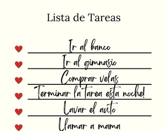 Lista de Tareas Simple, To Do List Español Spanish Imprimible A4, A5