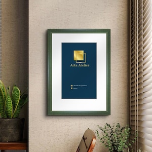 Marco verde moderno con paspartú / Disponible en tamaños A2, A3, A4, A5, A6 y personalizados / Perfecto para carteles, fotografías, diplomas o obras de arte