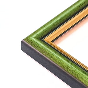 Grüner Bilderrahmen mit Goldrand 23 mm Breite, Fotorahmen, Handmade, Posterrahmen, Wohndesign 10x15 20x30 30x40 50x60 50x70 60x80