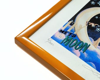 Orange picture frame 14mm width, size A3 A4 A5, 10x15 20x30 30x40 50x60 50x70, Custom photo and art frame,Eco-friendly wood frame,Unique