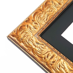 Handgefertigter Barock Bilderrahmen Gold mit Passepartout für Fotos und Kunstwerke, erhältlich in den Größen 20x30 30x40 40x50 oder A2 A3 A4 A5 A6 Größen