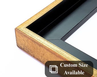 Customizable Deep Canvas Float Frame–Designed to Perfectly Showcase Your Artwork with a Tailored Fit for Any Canvas Size,Black with Gold