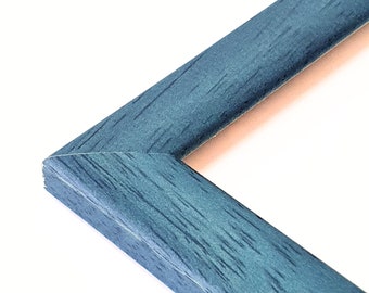 Sophisticated Blue Frame, Slightly Wider Than Slim, Crafted from Wood, Ideal for Photos, Art, and Custom Sizes, Elegant Home Decor