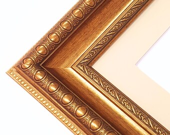 Baroque Style Picture Frame with Passepartout - Handcrafted Poster Frame for Wall,Home Decor - Multiple Size Options 20x30 30x40 50x60 50x70