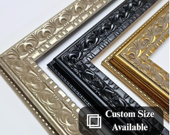 Ornate Baroque Picture Frame – Vintage Style Photo or Poster Frame – Antique Finish – 5"x7", 8"x10", 11"x14", 16"x20"–Custom Sizes Available