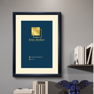 Elegante marco de madera negro con paspartú, apto para A2, A3, A4, A5, A6. Ideal para fotos, carteles, diplomas. Tamaños personalizados disponibles. Elegante y duradero.