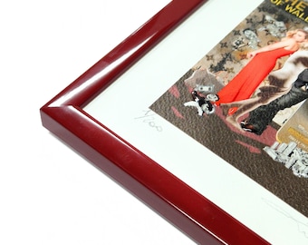 Ein zeitloses Geschenk zum Valentinstag für Fotos, Diplome oder Kunstdrucke. Handgefertigt mit Stil - Vivid Red Frame 14 mm Breite - Alle Größen erhältlich