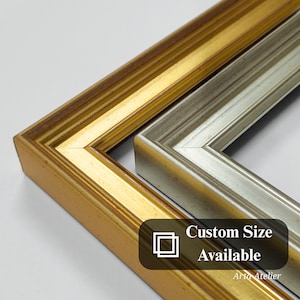 Marcos de fotos antiguos de oro y plata: ancho de 30 mm. Elegancia hecha a mano para fotografías, carteles y obras de arte. Tamaños personalizados y estándar disponibles.