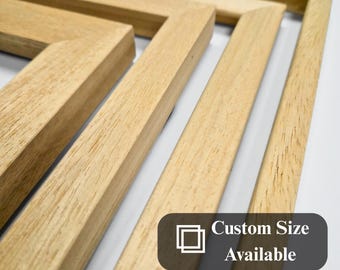 Natural Wood Picture Frame – Fully Finished Frame – Raw Unfinished Wood – Custom Sizes – Plexiglass Included – Multiple Sizes (cm & inch)