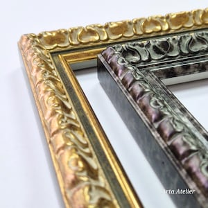 Marco barroco de oro y plata para fotos y pósteres, hecho a mano, tamaño personalizado, A2, A3, A4, A5, A6, A7, A8, 10 x 15, 20 x 30, 30 x 40, 50 x 60, 50 x 70, 60 x 80.