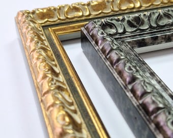Barokke gouden en zilveren fotolijst, foto- en posterlijst, handgemaakt, aangepast formaat, A2 A3 A4 A5 A6 A7 A8, 10 x 15 20 x 30 30 x 40 50 x 60 50 x 70 60 x 80