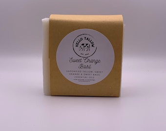 Jabón de sebo con albahaca y naranja dulce