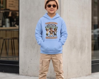 Youth Hoodie, Thanksgiving Graphic Cotton Blend Fleece Pouch Pocket