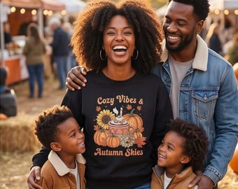 Fall Sweatshirt, Pumpkin Sunflower Graphic | Garment-Dyed Cotton Crewneck