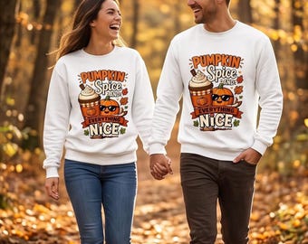 Pumpkin Sweatshirt, Cotton Unisex Crewneck with DTG Graphic, S-3XL