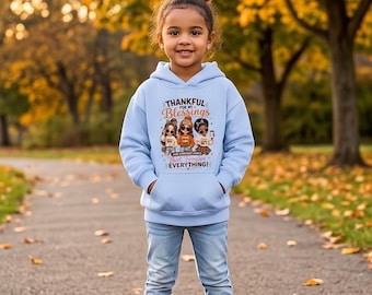 Thankful Kids Hoodie, 80% Cotton Blend 280 GSM with Autumn Graphic