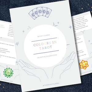 Kleuren in tarotkaarten Ebook Grimoire Afdrukbare chakrakleuren Boek van schaduwen Pagina's Leer waarzeggerij Tarot lezen Cheat Sheets Gids Heks