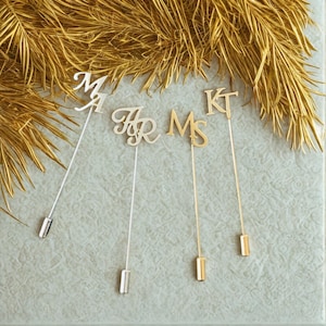 Personalized Initials Stainless Steel Lapel Pin, Brooch for Groom, Custom Wedding Jewelry, Best Man Gift, Men&#39;s Stylish Accessories