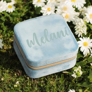 Personalized Laser Engraved Jewelry Box - Velvet Name Jewelry Case, Minimalist Jewelry Travel Case, Mom Gifts, Mother’s Day Keepsake