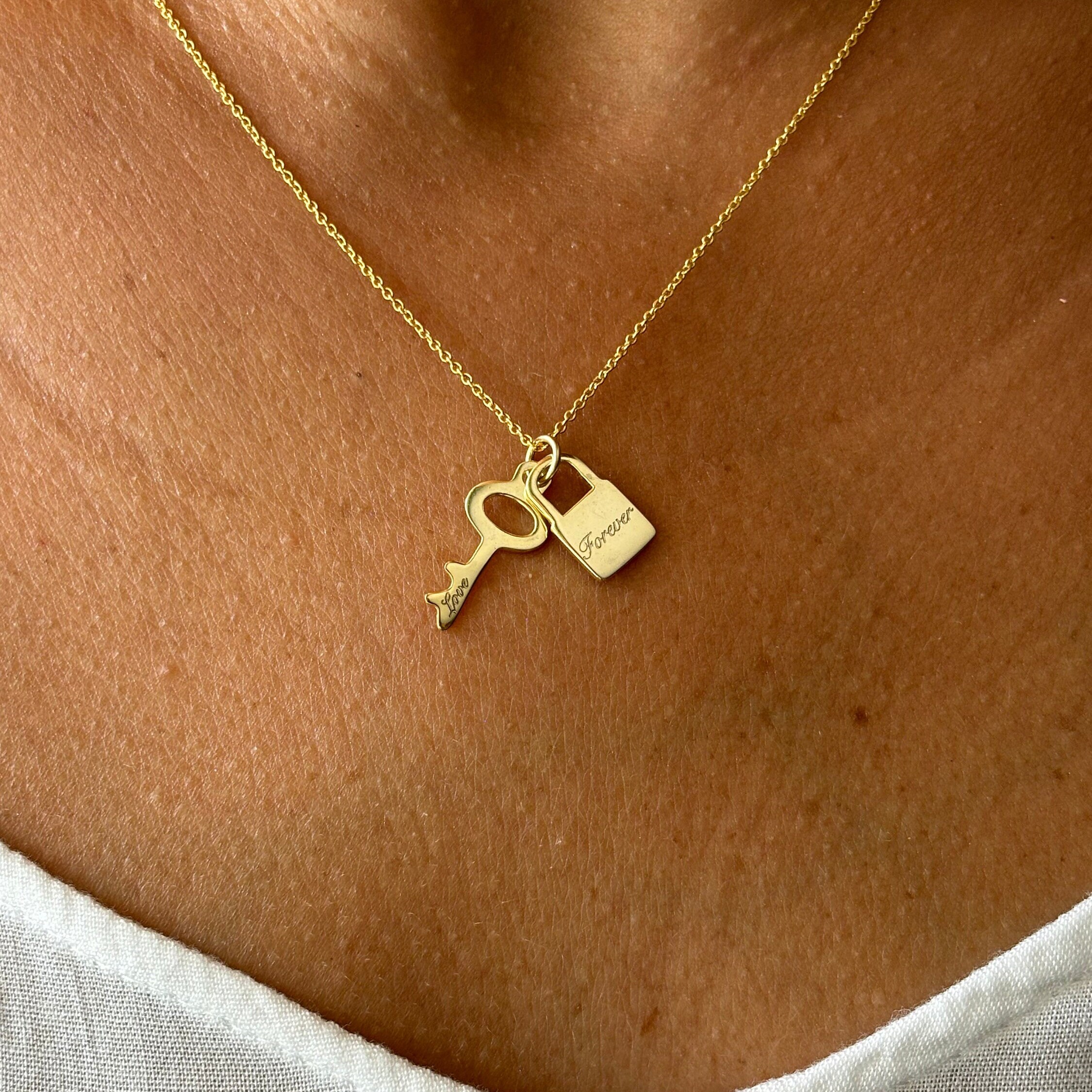 LOCK INITIAL NECKLACE (GOLD) - GLOWNY