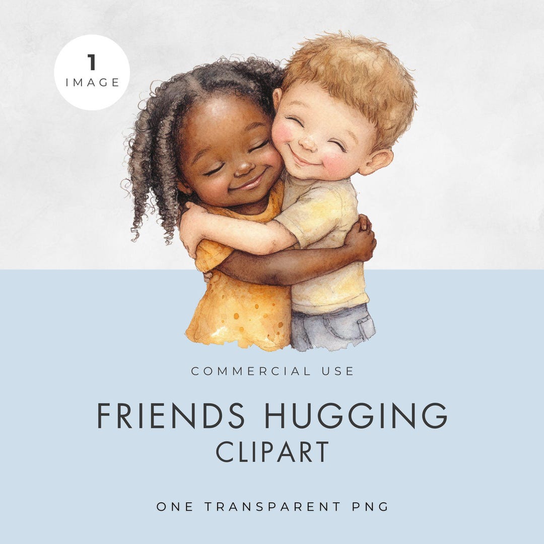 Friends Hugging Clipart, SINGLE IMAGE, Commercial License, Transparent ...