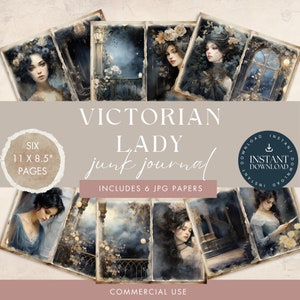 Victorian Women Junk Journal Pages, Mystical, INSTANT DIGITAL DOWNLOAD, Scrapbooking Paper, Dreamy, Printable, Moody Colors