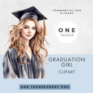 Imágenes prediseñadas de chica graduada, IMAGEN ÚNICA, uso comercial, PNG transparente, adolescente graduada moderna, graduada, acuarela, descarga digital instantánea