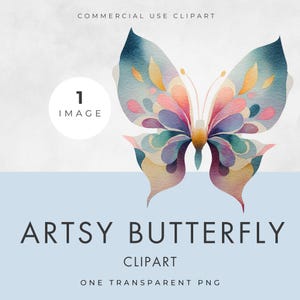 Clipart papillon, UNE SEULE IMAGE, licence commerciale, PNG transparent, artistique, fantaisiste, aquarelle, graphique nuptiale de douche, fabrication de cartes