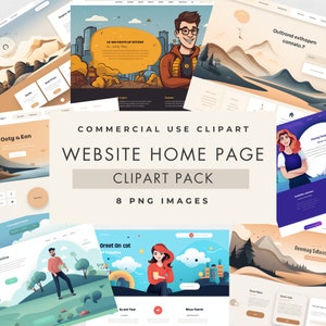 Illustrationen von Website Home Pages Clipart, 8 BILDER, Kommerzielle Lizenz, Transparente PNG, Digitale Grafiken, Clip Art, Sofort Download