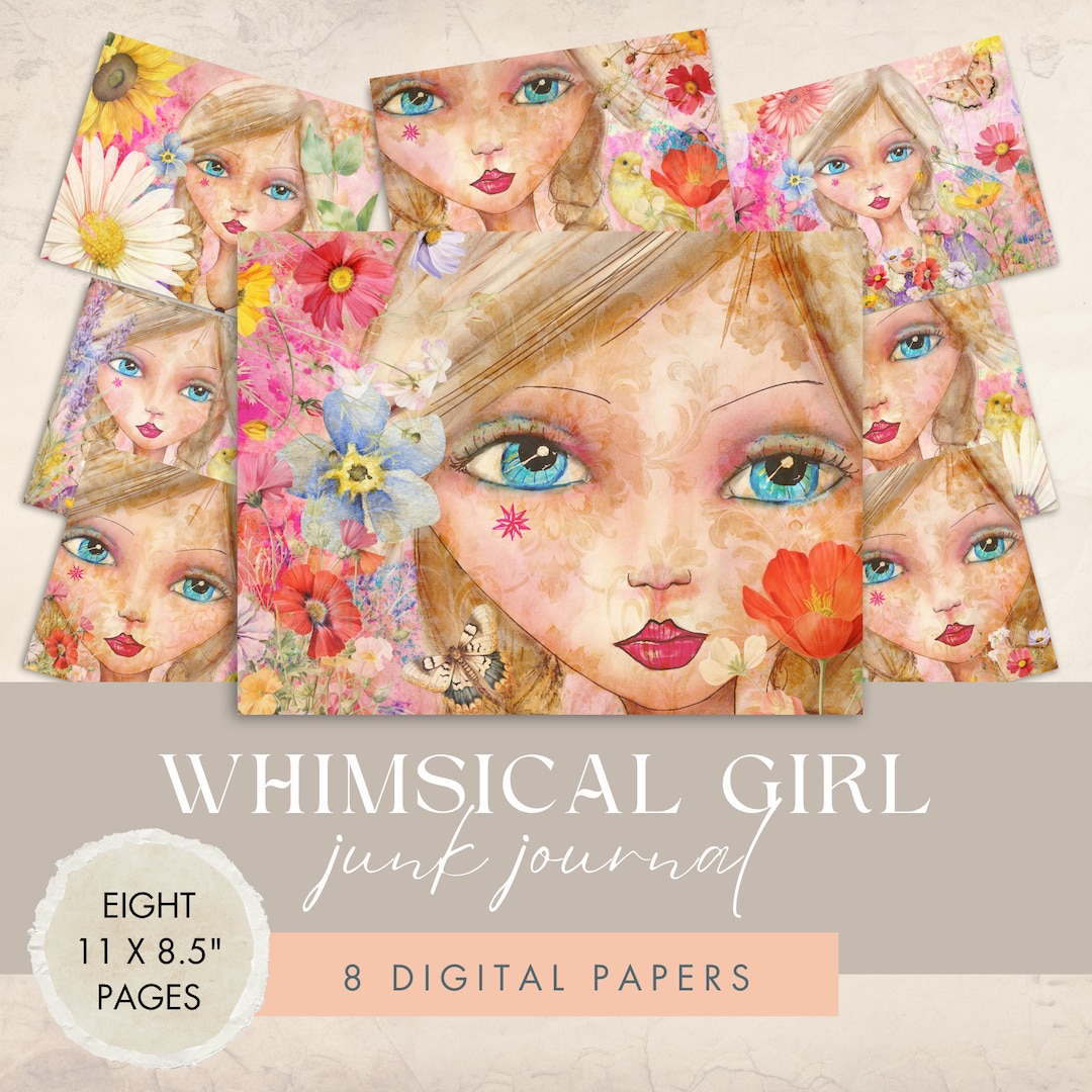 Whimsical Girl Junk Journal Pages, INSTANT DIGITAL DOWNLOAD ...