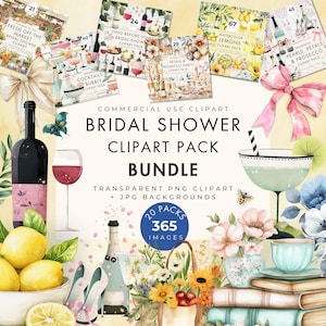 Bridal Shower Themes Clipart BUNDLE, Commercial Use, Transparent PNGs, JPG Backgrounds, Fresh off Market, Pearls Prosecco, Vino Before Vows