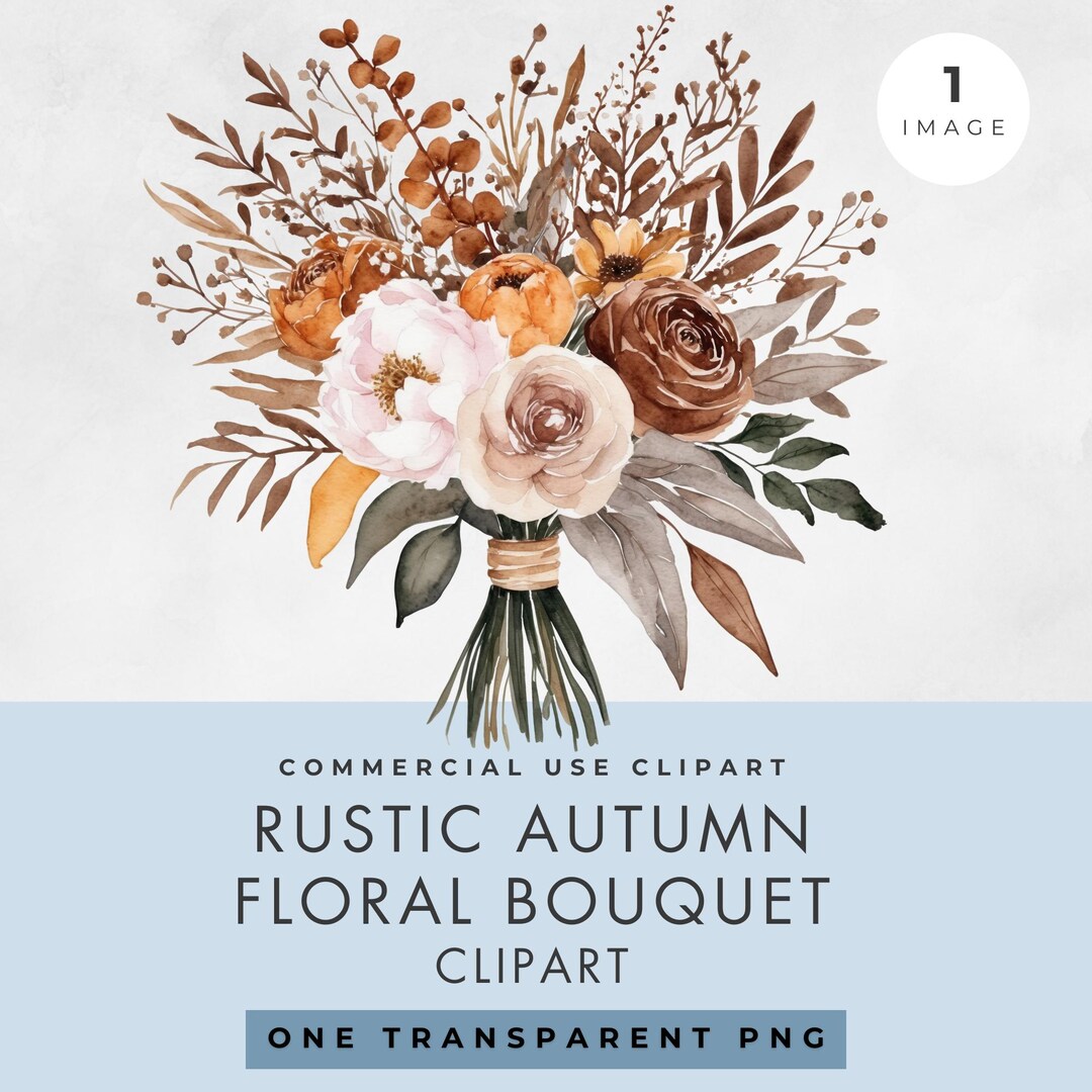 Watercolor Autumn Floral Clipart: Terracotta Bouquet (transparent PNG ...