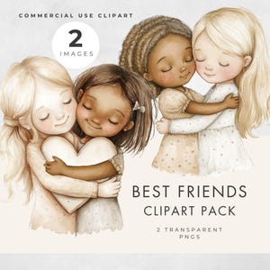 Best Friends Clipart, Commercial License, Transparent PNG, Galentines Besties Clip Art, Watercolor, Girls, Soul Sisters, Instant Download