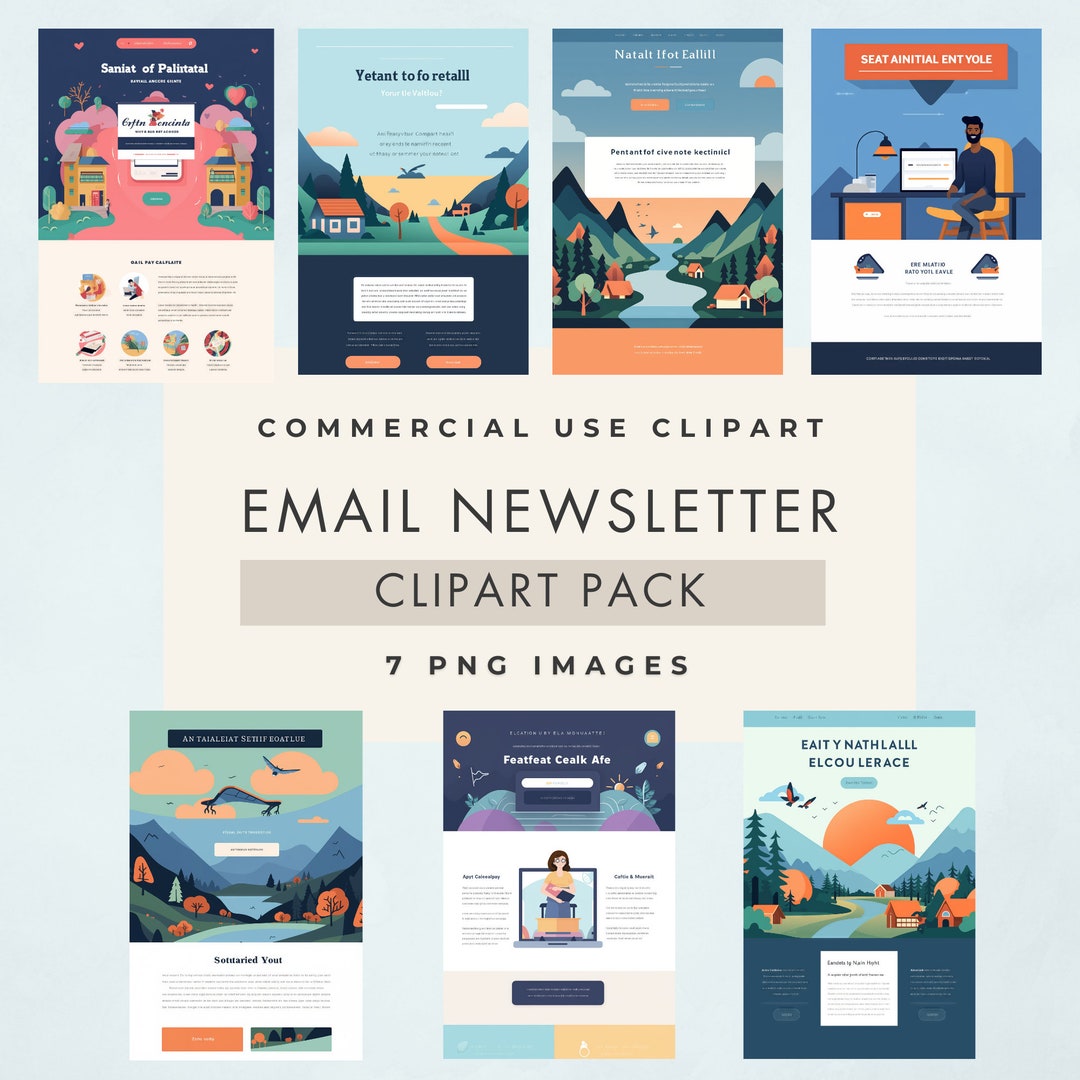 Newsletter Graphics Email Newsletter Clipart: 7 PNG Graphics, Commercial Use (digital ...