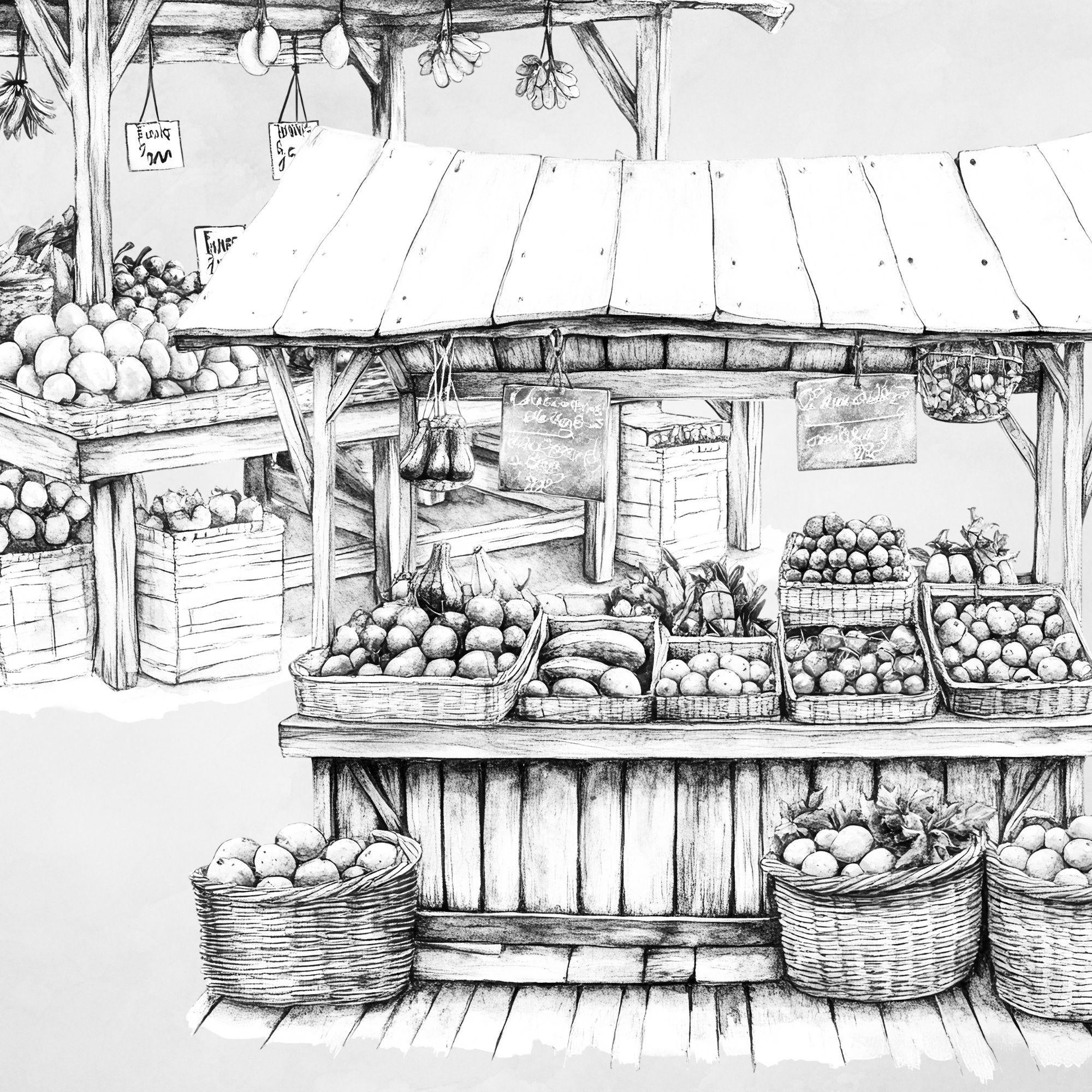 Market Clipart Black And White Simple