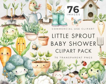 Little Sprout Clipart, Commercial Use, Transparent Pngs, Baby Shower, Locally Grown, Baby Shower & Kids Birthday Clip Art, Veggies, Plant