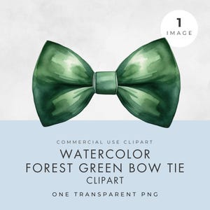 Clipart di papillon verde foresta, IMMAGINE SINGOLA, uso commerciale, PNG trasparente, papillon acquerello, cravatta da smoking da uomo, album di ritagli, creazione di biglietti