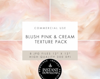 Blush Pink & Cream Texture Digital Papers, Soft Pastel Color Backgrounds, JPG INSTANT DOWNLOAD, Scrapbooking, Invites, Cards, Junk Journal
