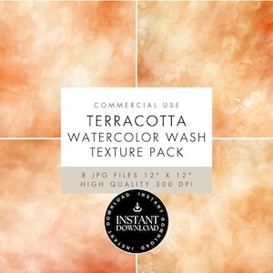 Watercolor Texture Digital Pages, Terracotta Backgrounds, JPG INSTANT DOWNLOAD, Brown Washes for Card Making, Scrapbooking & Paper Crafts
