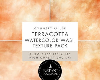 Terrakotta Aquarell Textur Hintergründe: Scrapbook Papier (JPG Digital Download) Kommerzielle Nutzung