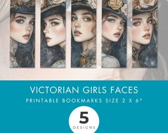 Victorian Girls Watercolor Bookmark Set: Whimsical Vintage Ladies (PDF Download)