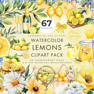 Clipart de limão em aquarela, uso comercial, fundos PNG e JPG transparentes, chá de panela com aperto principal, frutas cítricas para casamento, Mediterrâneo