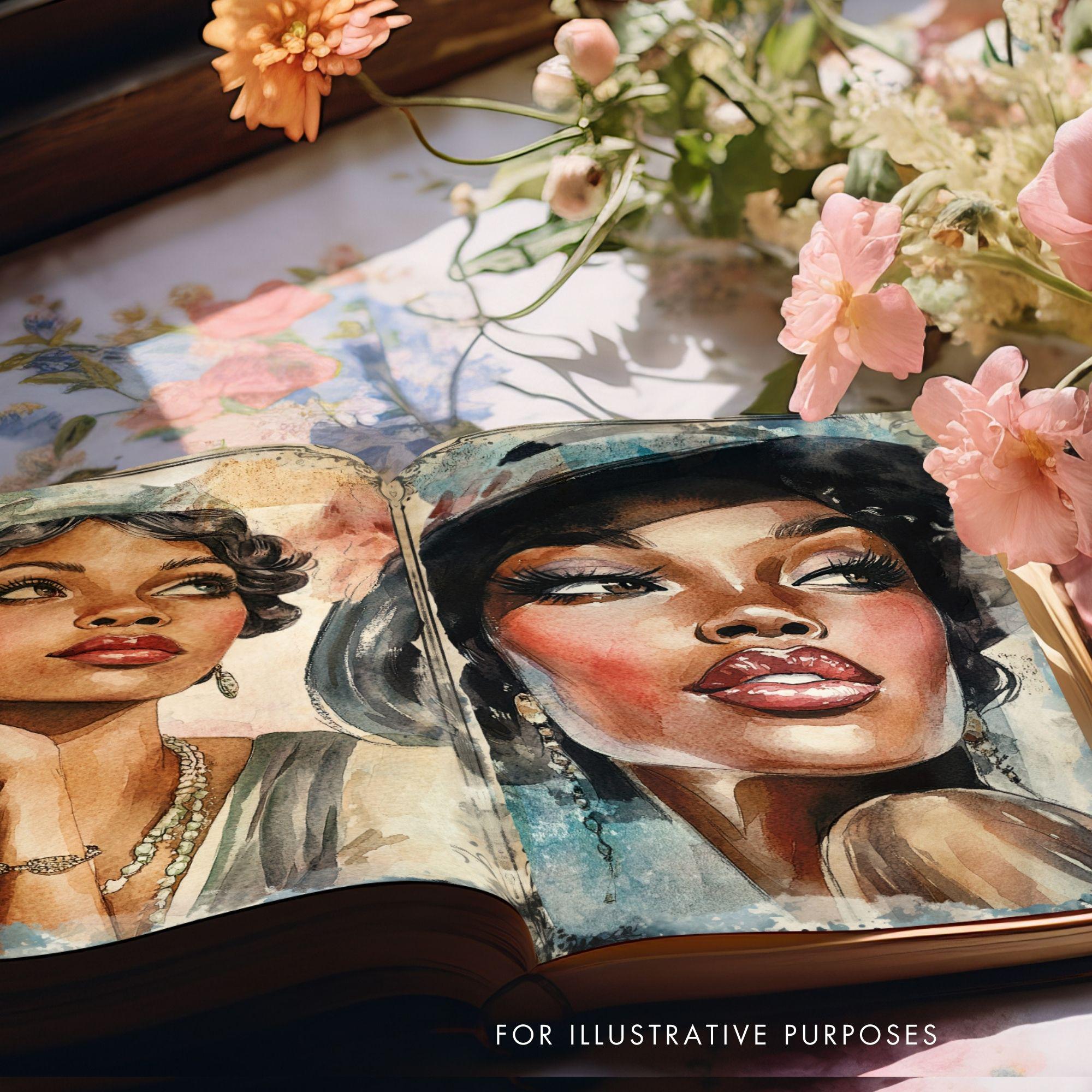 1920s Lady Art Deco Junk Journal 6 Papers 11x8.5 (JPG Digital