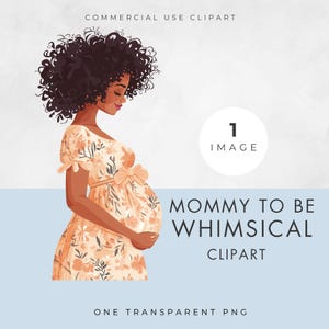 Clipe de futura mamãe, IMAGEM ÚNICA, Uso comercial, PNG transparente, Caprichoso, Futura mamãe de cabelo afro, Gestante, Clipe de chá de bebê