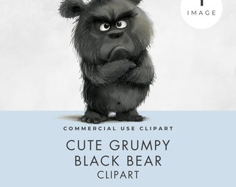 Clipart di Orso Brontolone, IMMAGINE SINGOLA, Uso Commerciale, PNG Trasparente, Animale Divertente e Carino dei Cartoni Animati, Bosco Stravagante, Orsacchiotto, Scrapbooking