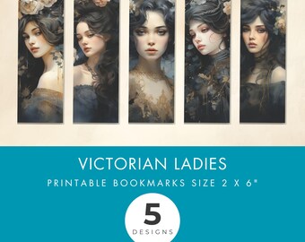 Watercolor Victorian Ladies Bookmark Set: Dreamy Vintage Style (PDF Instant Download)