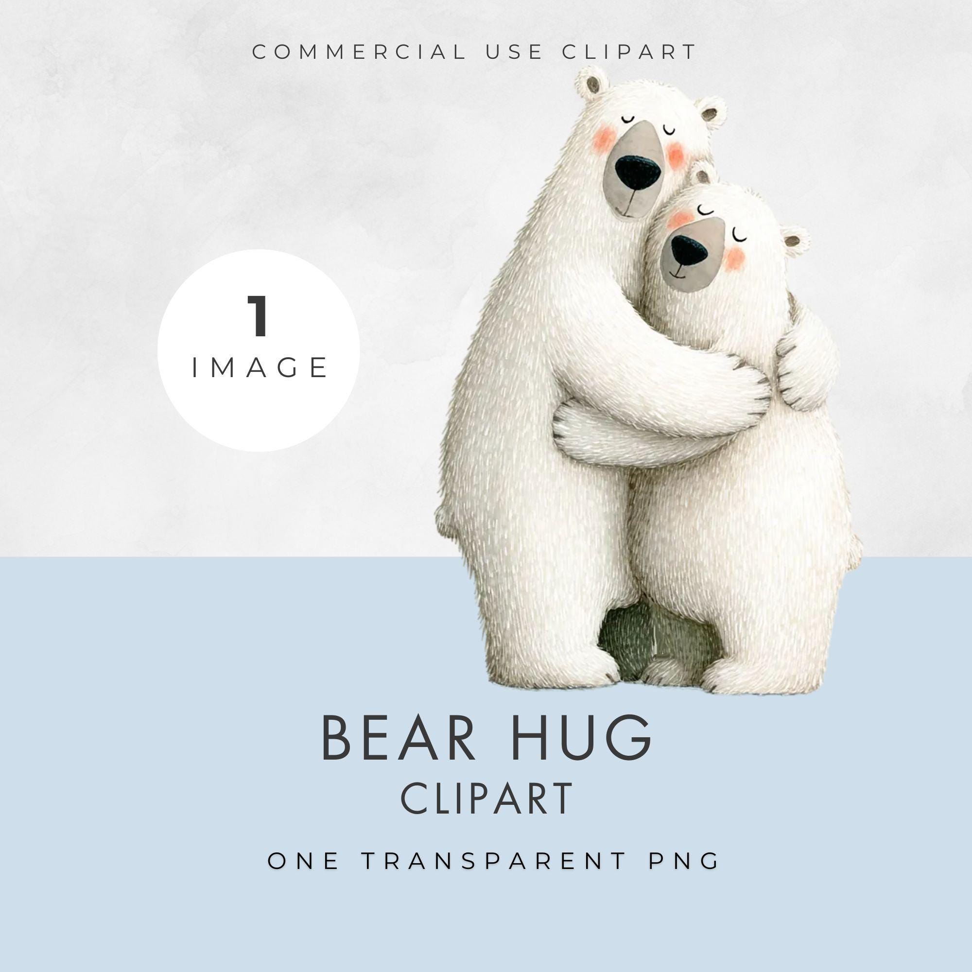 Polar Bears Hugging Clipart - Winter Watercolor PNG for Commercial Use ...