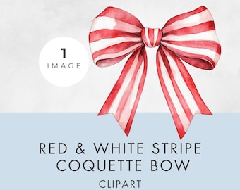 Clipart rode en witte streep strik – aquarel coquette transparante png voor commercieel gebruik